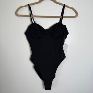 Mara Hoffman Black Bustier One Piece Swimsuit‎ Monokini Corset Style